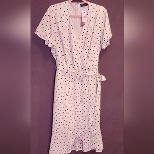 Lane Bryant Size 20P Pale Green Polk a Dot Faux Wrap Dress